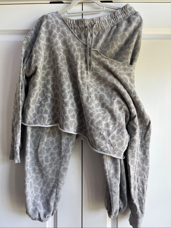 Colsie Other - Colsie Gray Beige Leopard Print Cozy Loungewear Set
